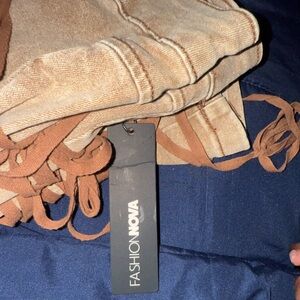 Fashion Nova Tan Straight Leg Jeans